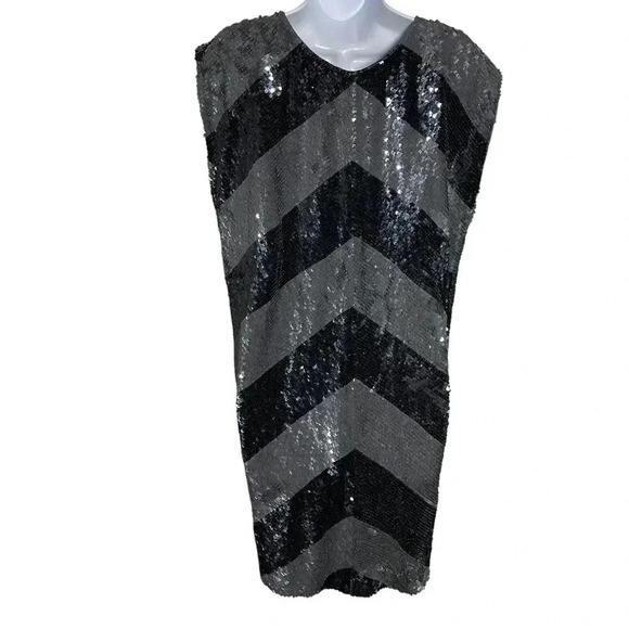 HAUTE HIPPIE sequin cocktail dress relaxed fit size Medium Gray and black NEW - Picture 6 of 12